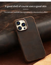for Magsafe Case for iPhone 15 16 Pro Max 16Pro Retro Luxury Full Grain Cowhide Genuine Oiled PULL-UP Leather Magnetic Cover
