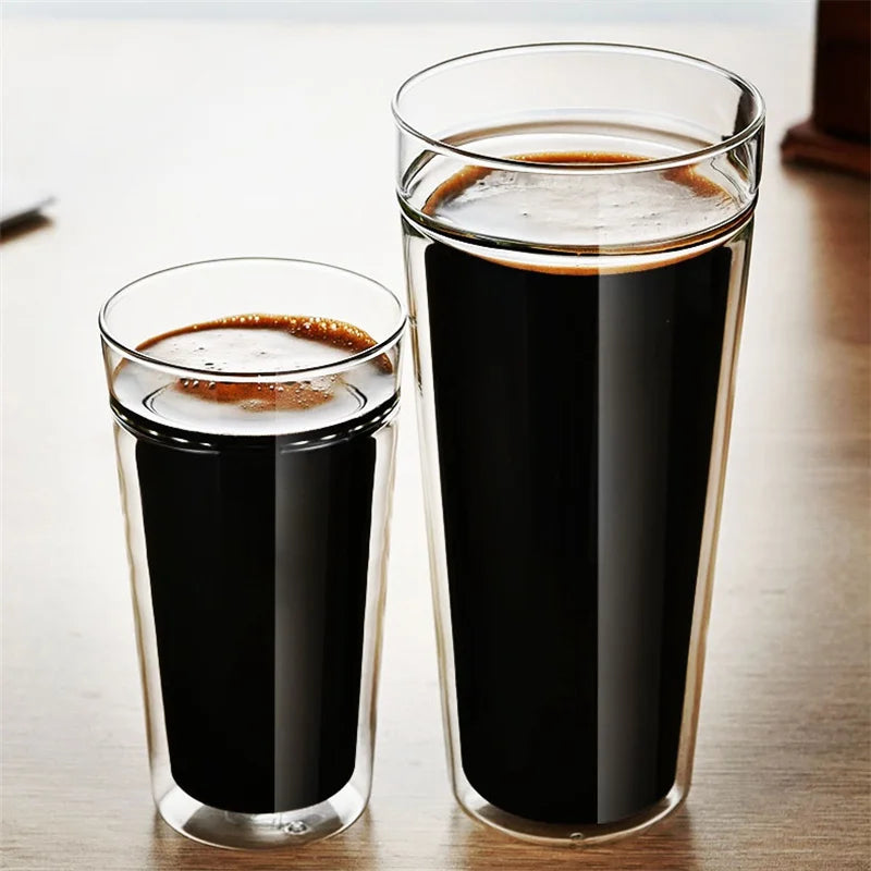 Large Capacity 400/800ml Heat-resistant Double Wall Glass Coffee Mug Espresso Cup American Latte Cappuccino Tea Water Cup