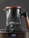 One Click Tea Separation Filtration Bottom Mountain View Glass Teapot With Wood Handle 700ml Kungfu Tea Water Separation Tea Pot