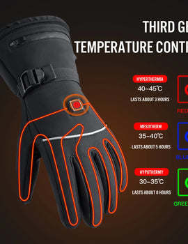 Winter Outdoor Heating Ski Riding Gloves Black Waterproof With Battery Warm Electric Heating Temperature Control Cycling Gloves