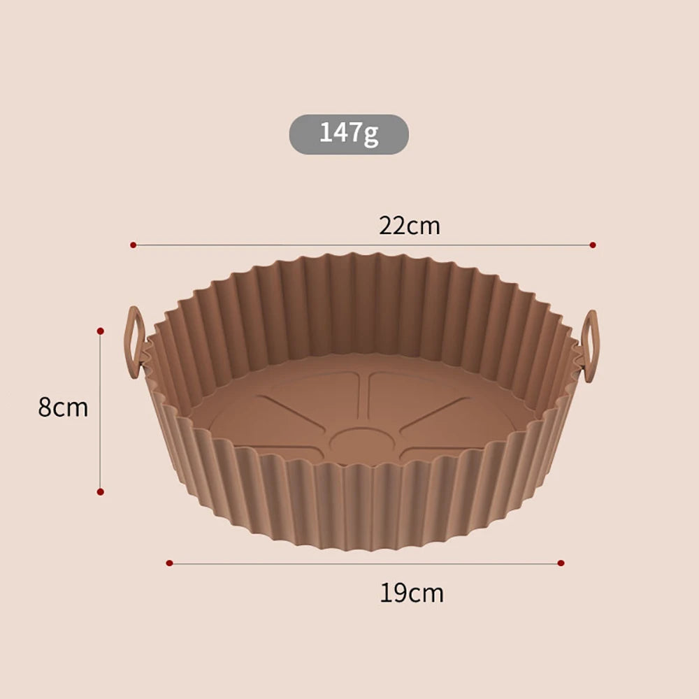 Air Fryer Mat 22cm Thicken Silicone Tray Mat For Round Air Fryer Pot Oven Baking Tray Fried Chicken Pizza Basket Fittings