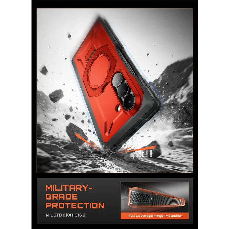 Full Body Rugged Phone Case with Magnetic Ring Kickstand and HD Clear and Privacy Screen Protectors for Samsung Galaxy Z Fold 8 Ultra