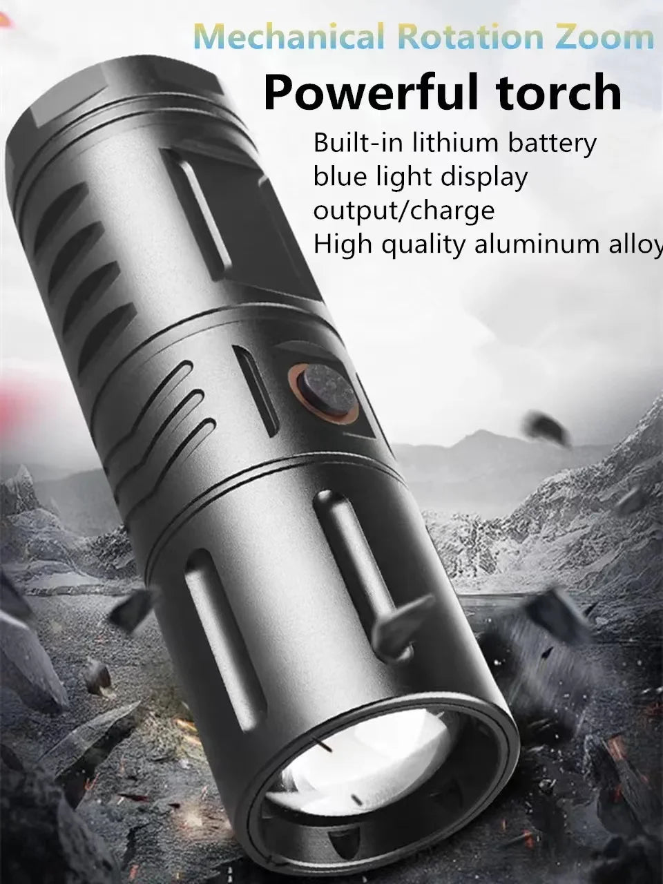 T40 High Power LED Flashlight Rechargeable Zoom Torch with Power Bank 3×18650 Battery Ultra Bright
