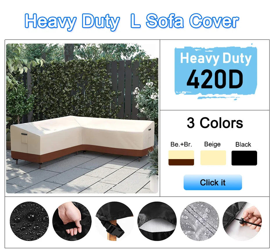 Corner Outdoor Sofa Cover Garden Rattan Corner Furniture Cover V Shape Waterproof Sofa Protect Set All-Purpose Dust Covers