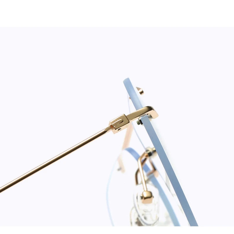 Ultra Light Fashion Double Beam Glasses Frame Retro Alloy Optical Prescription Rimless Glasses For Men and Women 1870