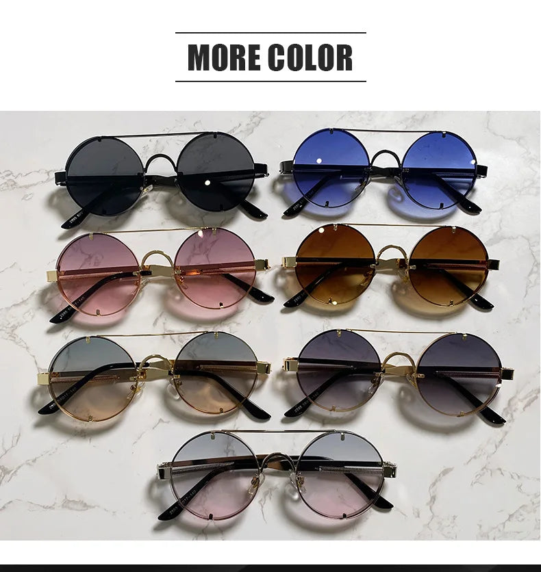 Round Steampunk Sunglasses With UV400 Protection