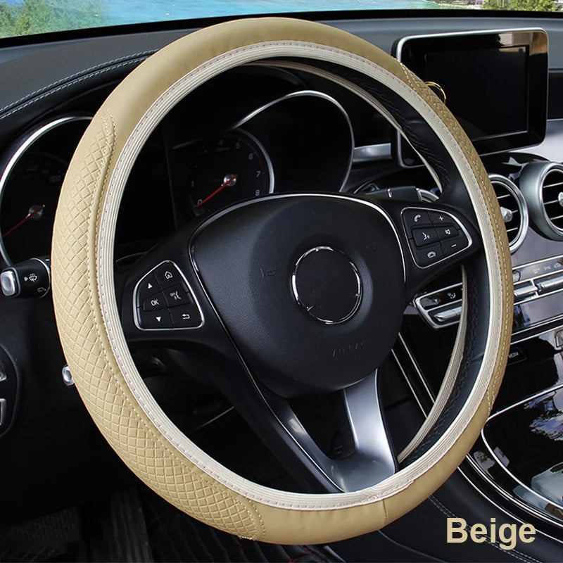 Universal Microfiber Leather Car Steering Wheel Cover 37CM 39CM