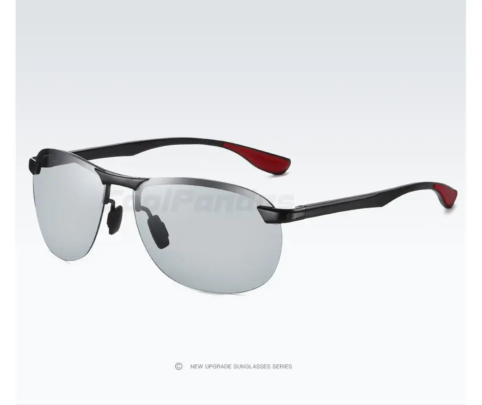 Rimless Photochromic Polarized UV400 Aluminum Driving Sunglasses for Men Women