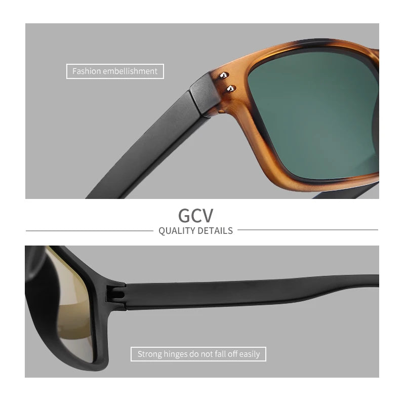 Wrap Frame Retro Decorative Photochromic Classic Polaroid Women Men Versatile Pattern Sunglasses UV400 Goggles