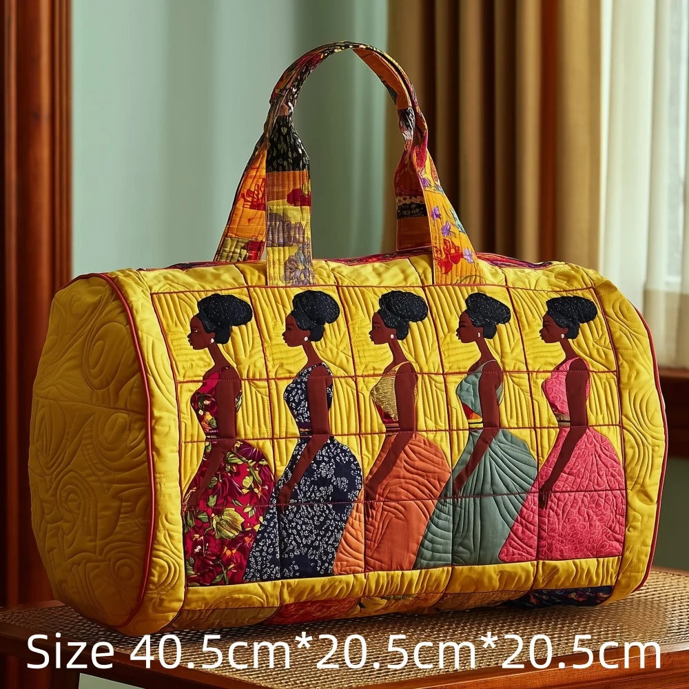 3D Quilted African Tote Bag for Women Colorful Tribal Print African Ladies Sunset Fruit Basket Gym Boho Festival Overnight Bags