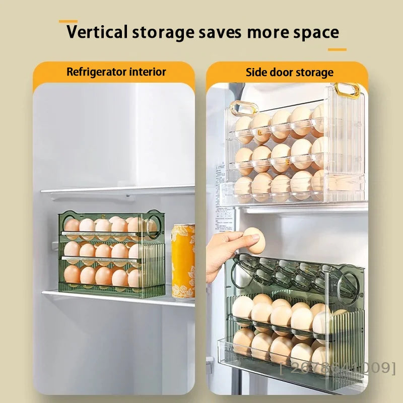 Self-Rolling Egg Dispenser – 2-Layer Clear Egg Storage Bin for Fridge Door