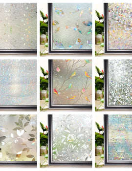 Window Privacy Film Rainbow Window Clings 3D Decorative Window Vinyl Stained Glass Window Decals, Static Cling Window Sticker