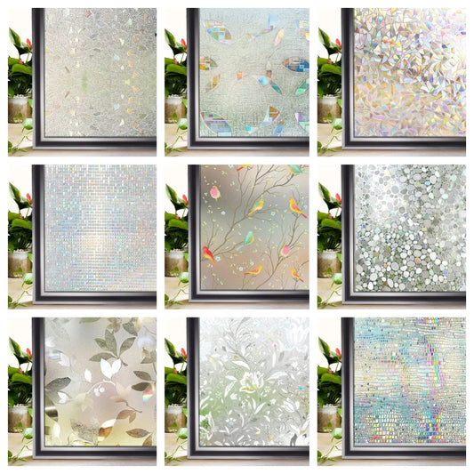 Window Privacy Film Rainbow Window Clings 3D Decorative Window Vinyl Stained Glass Window Decals, Static Cling Window Sticker