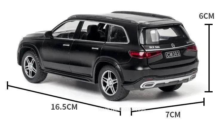 Scale 1:32 500k GLS580 Classic Car Model Toy Doors Opened Alloy Body Rubber Tire Vehicle Sound Light Models Collection Boys Gift