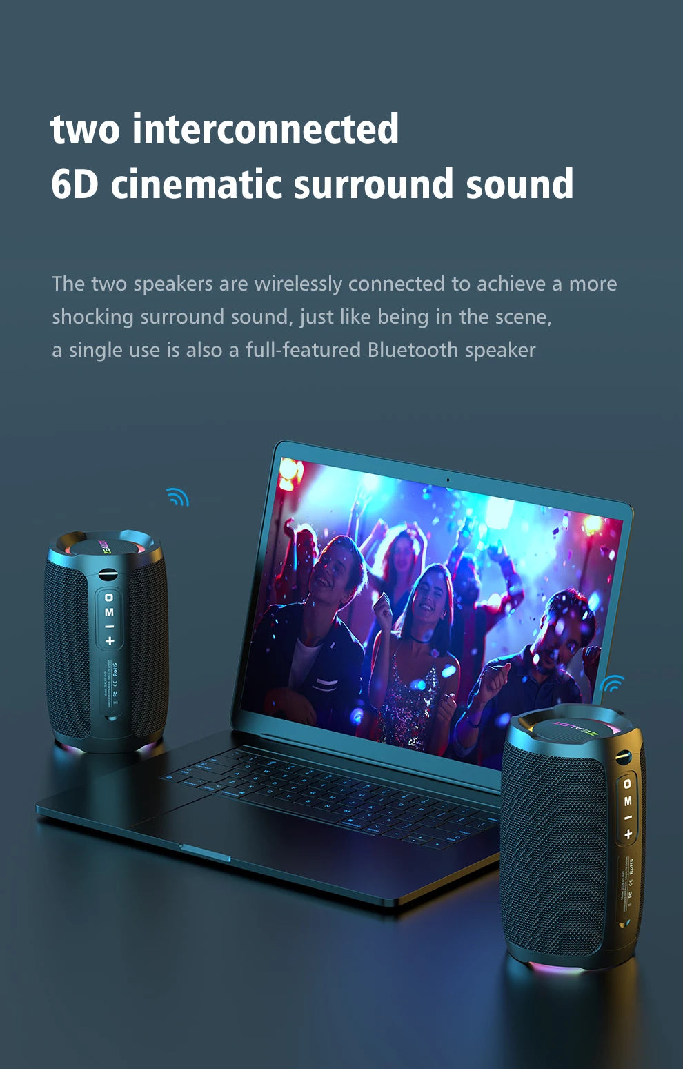 Portable Bluetooth Speaker 20W IPX7 Waterproof Powerful Sound Box Bass Boost Dual Pairing TF, TWS, USB