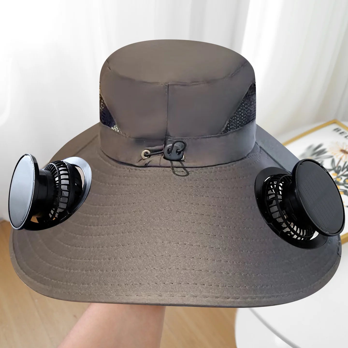 Wide Brim Sun Hat With Solar Powered Fan