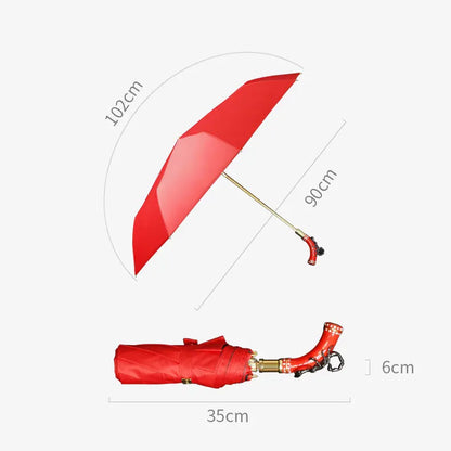 Light Luxury UV Protection Umbrella with Red Scorpions Handle Creative Design Waterproof Folding Umbrella