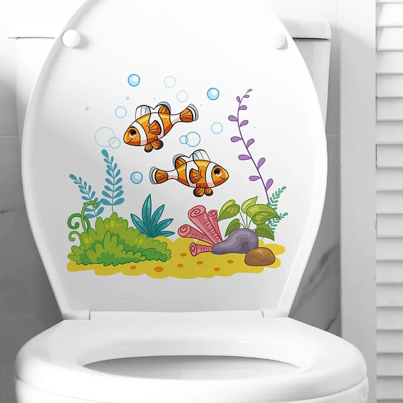 Green Plant Leaves Bathroom Toilet Sticker WC Closestool Wall Sticker Self Adhesive Mural Beautify Flower Home Decoration Decals
