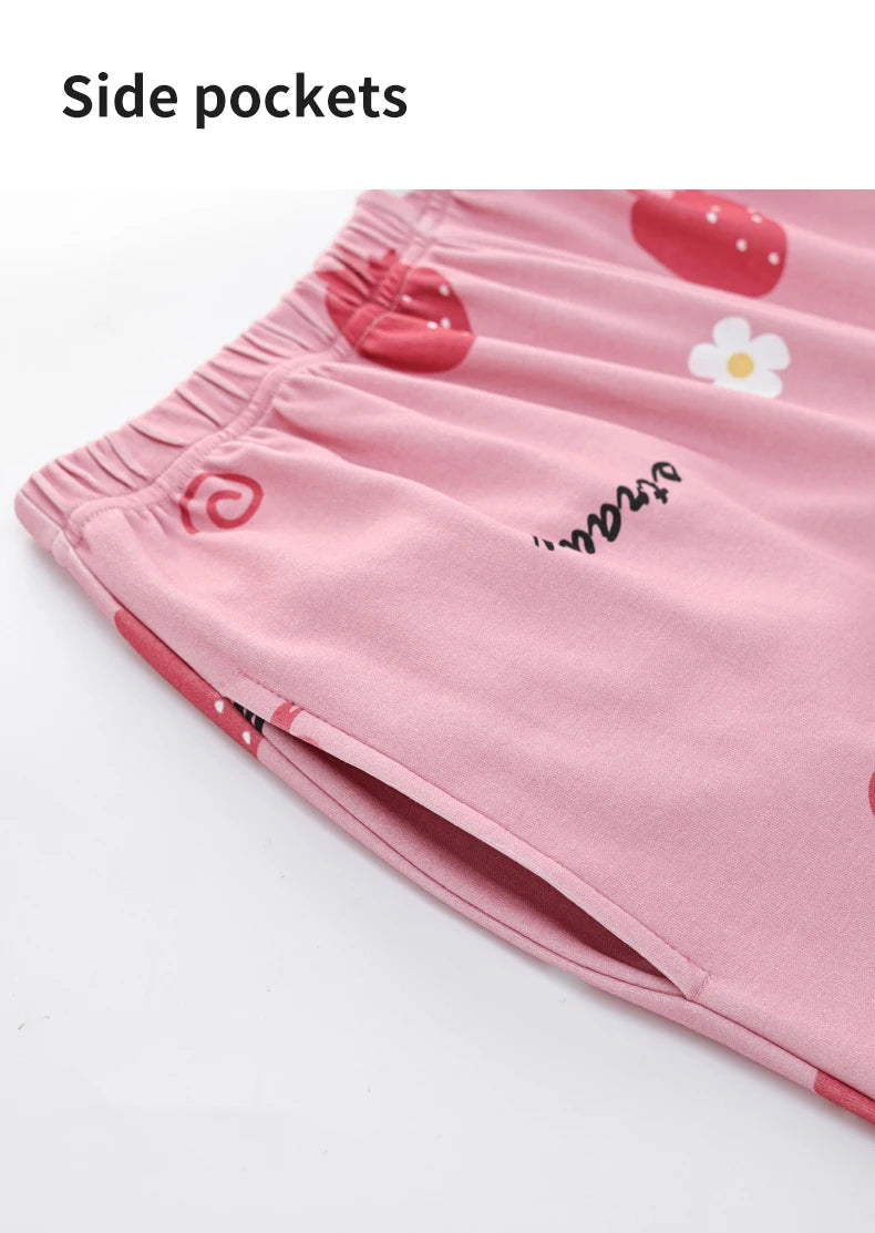 Women’s Winter 100% Cotton Pajama Set – Loose Fit, Turn-Down Collar, Long Sleeves, Cute Pink