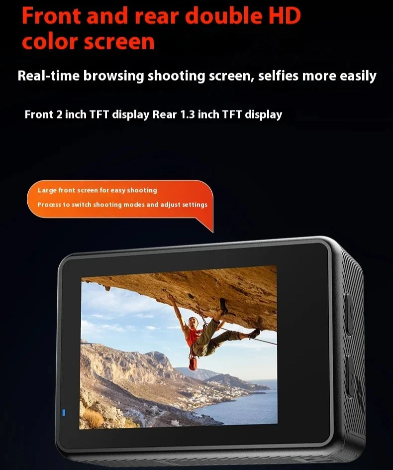 5K Magnetic Action Camera with Dual Touch Screen 4K60FPS 6-Axis EIS Waterproof Sports Camera for Cycling Vlog