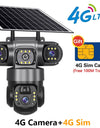 Solar Camera 4G Sim Outdoor 3 Lens 3 Screen 10X Zoom PIR Human Detect Cameras Waterproof Night Vision CCTV Security Protection