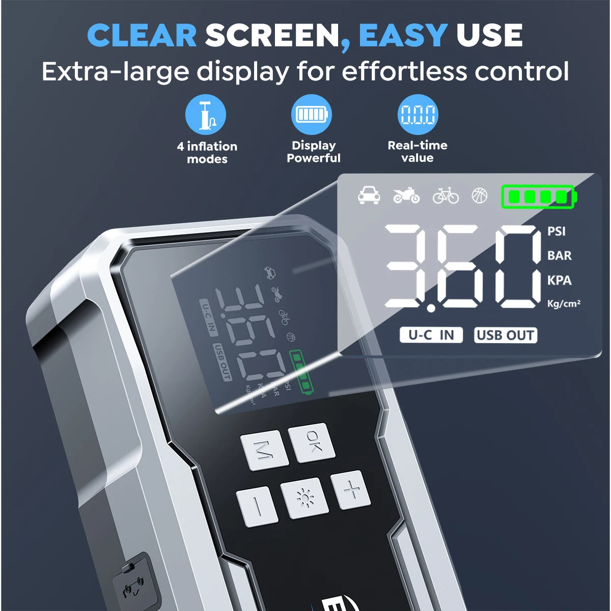 Car Jump Starter with Air Compressor, 6000A/7000A Portable Car Battery Booster (ALL Gas/10.0L Diesel) with 160PSI