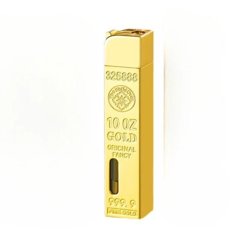 Gold Bar Gas Inflatable Lighter Cigarette Accessories Butane Lighters Metal Windproof Lighter Men's Luxury Lighter Gift Gadgets