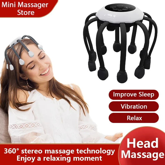 Electric Scalp Massager Head Massager Red Light Therapy Octopus Head Scratcher For Relaxation Stress Migraine Recharge