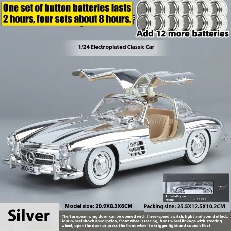 1:24 Mercedes-Benz 300SL Electroplated Version Alloy Diecast Classic Car Model Display Collection