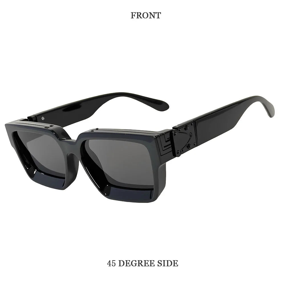 Vintage Square Thick Frame Sunglasses With UV400 Protection