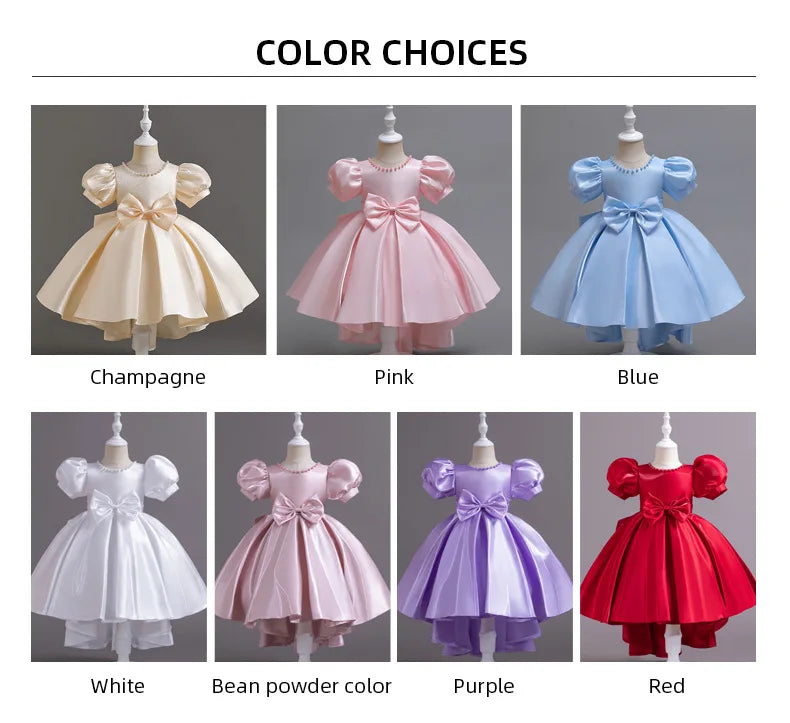 Elegant Backless Flower Girl Dress - Girls' Satin Gown for Pageant, Hosting & Walk Show
