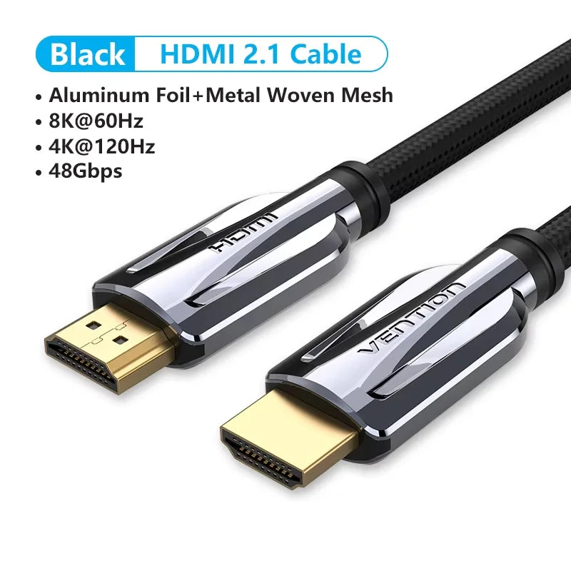 8K HDMI 2.1 Cable for Xiaomi TV Box PS5 48Gbps 8K/60Hz 4K/120Hz HDMI Cable HDR10+ HDCP2.2 for PS4 HDMI Splitter 8K HDMI