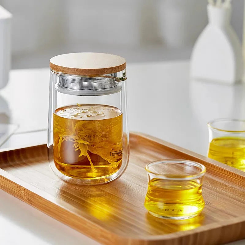 220ml Heat Resistant Double Layer Glass Teapot Kungfu Tea Maker Pot ChaHai Tea Ceremony Fair Cup Tea Dispenser Teaware