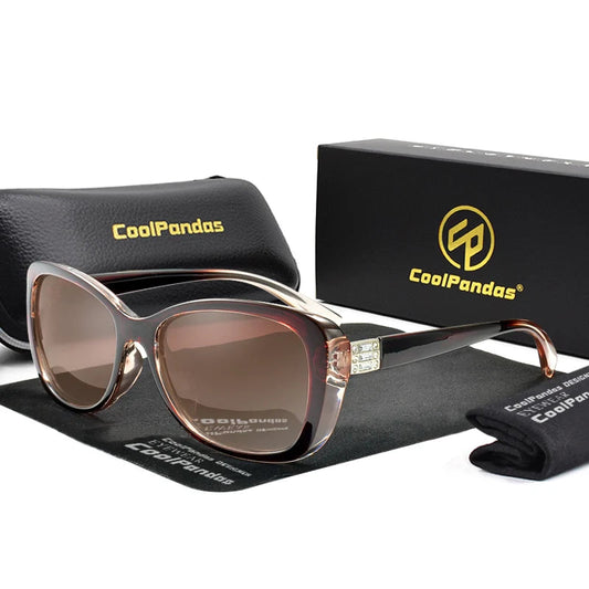 Diamond Gradient Polarized UV400 Square Sunglasses for Women Driving Travel Glasses