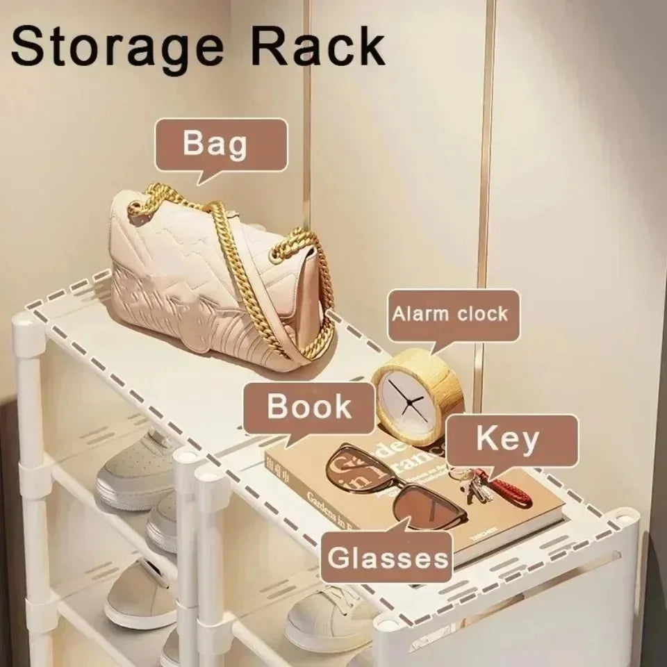 5/6/7/8-Tier Adjustable Shoes Storage Rack Stackable Shoe Cabinet Wall Corner Multiple Layers Modern Freestanding Shoe Organizer