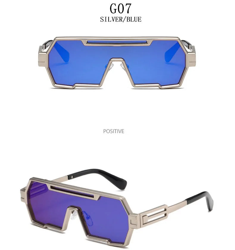 Square Steampunk Metal Sunglasses With UV400 Protection