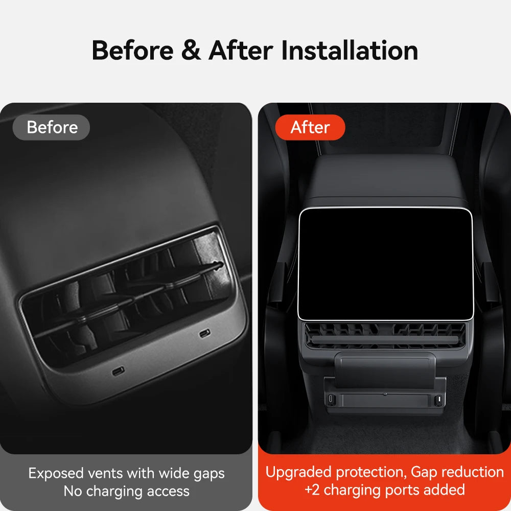 Rear Air Vent USB Hub Fast Charger Docking Station for Tesla Model 3 Highland and Model Y Juniper