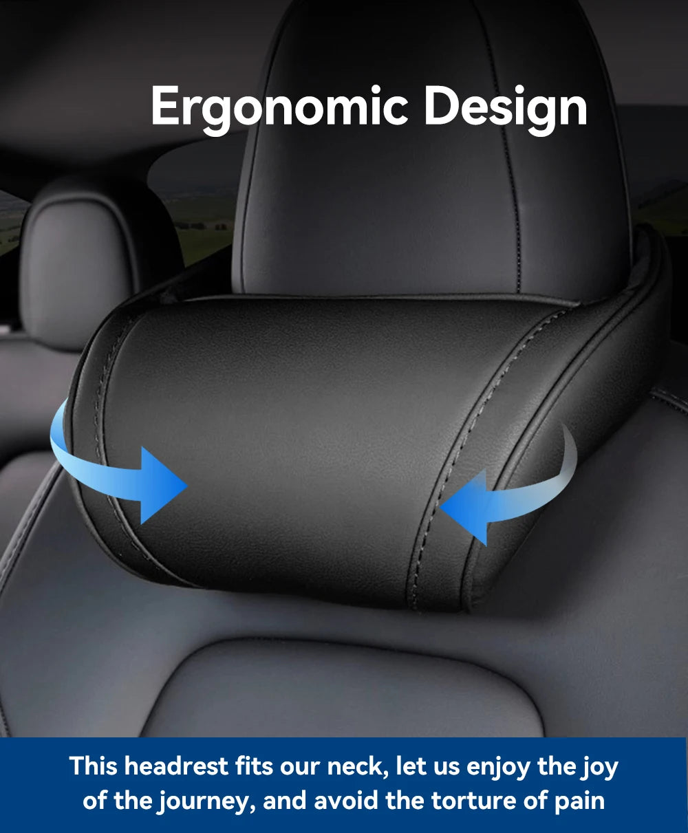 Memory Foam Car Neck Pillow for Tesla Model 3 Y X S PU Leather Headrest Support