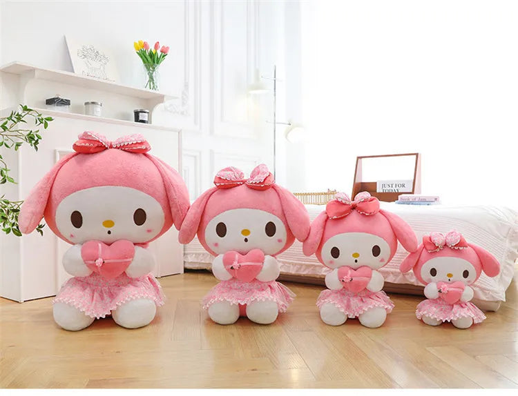 Kawaii Hello Kitty Plush Toy Cute Filled Doll for Kids Birthday Gift Lovely My Melody Kuromi Floral Stuffed Animal Soft Large