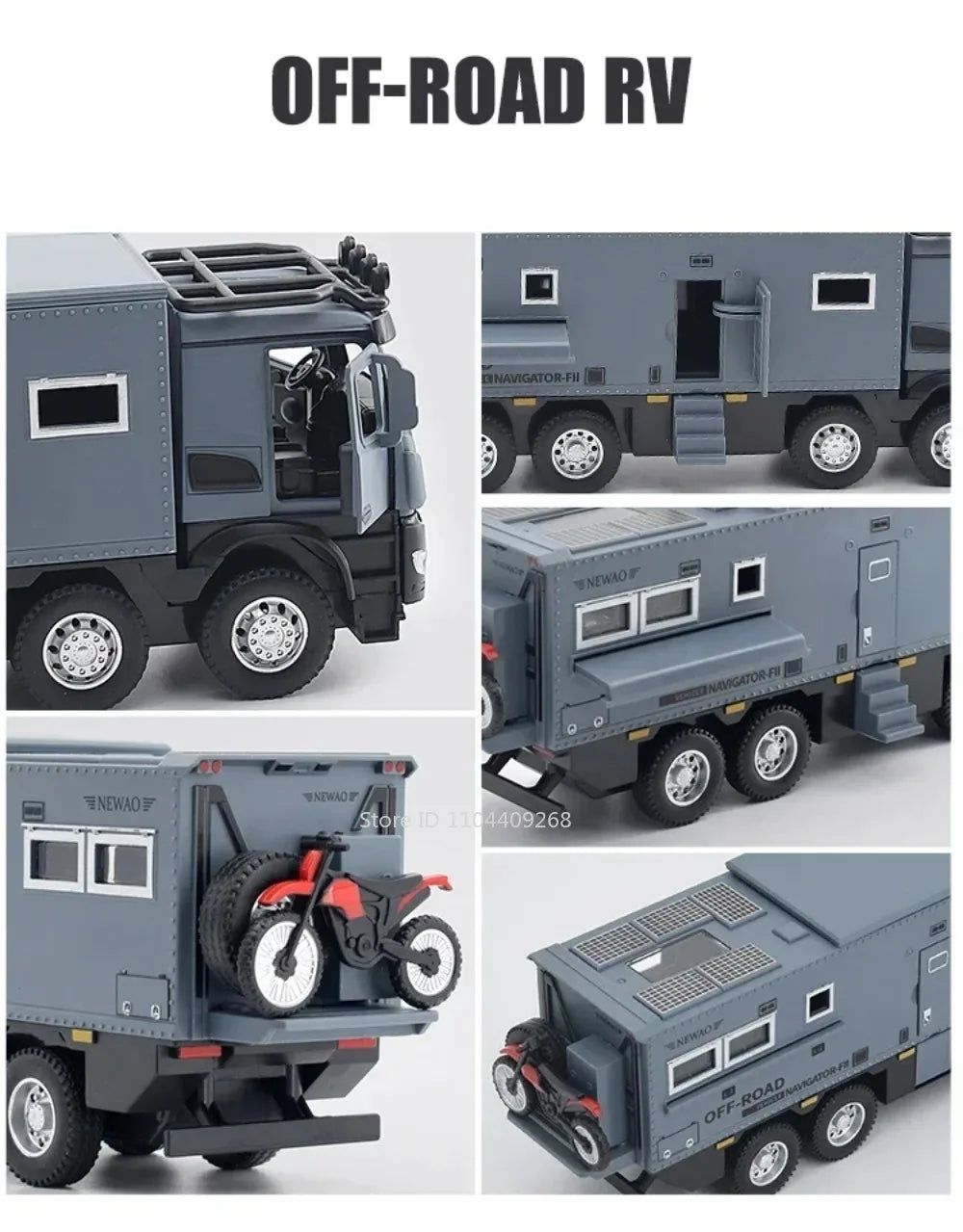 1:24 NOMADISM Raptor F150 RV Alloy Model Car Toy Metal Diecast Miniature Off Road Vehicle Models Sound Light Toys For Gifts