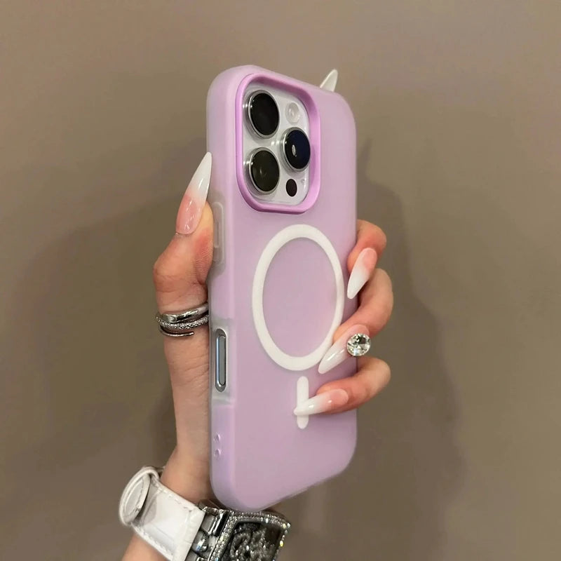 Luxury Candy Color 2 IN 1 Magsafe Case for iPhone 17 16 15 14 Plus 17 Air Wireless Charge Bumper Cover