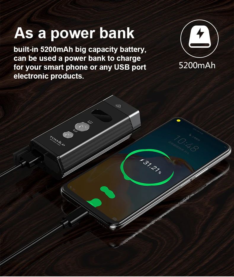 BR1200/2000 Professional Bicycle Light Power Bank Waterproof USB Rechargeable Light Flashlight accessories