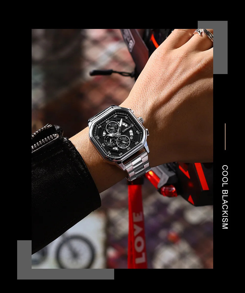 Men Watch Stainless Steel Chronograph Watches for Men Luxury Waterproof Date Analog Quartz Business Clock