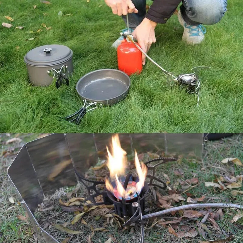 APG Portable Camping Stove Oil/Gas Multi-Use Gasoline Stove 1000ml Picnic Cooker With Windshield Hiking Equipment