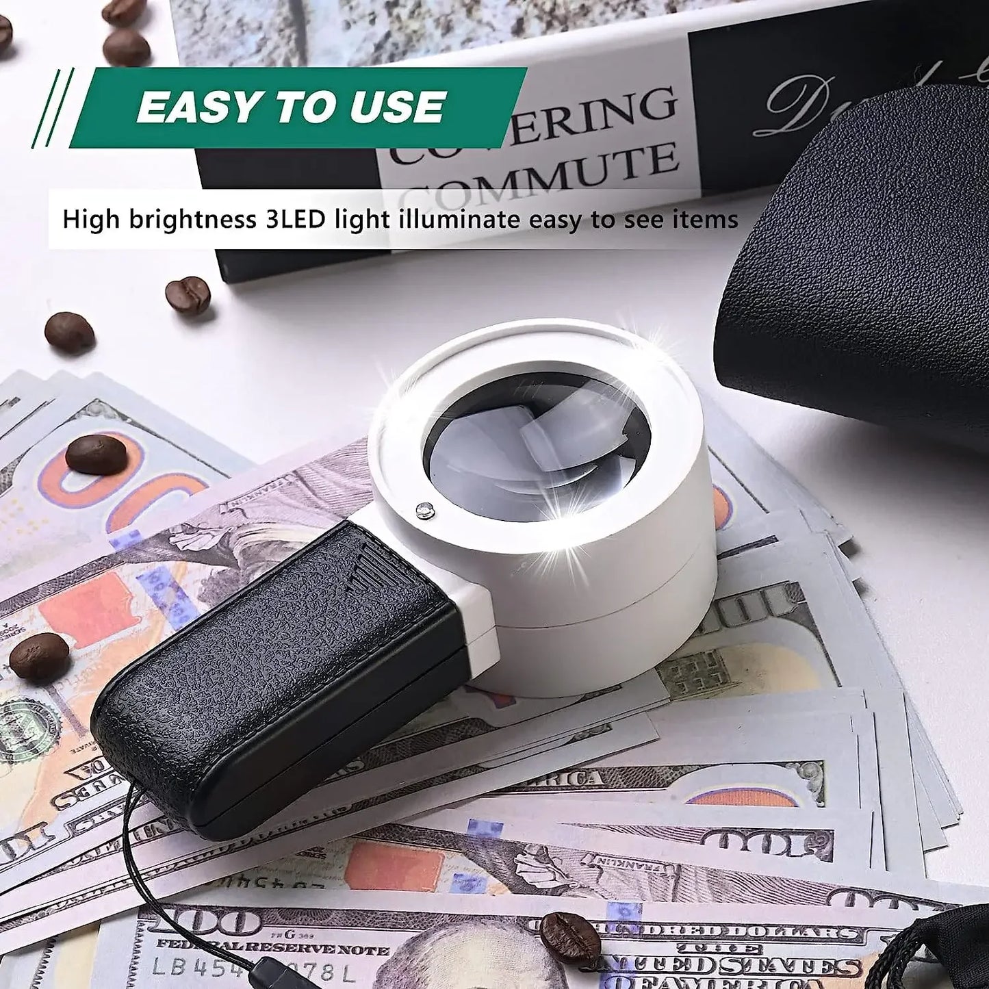 30X LED UV Magnifying Glass Handheld Loupe Dual Lens