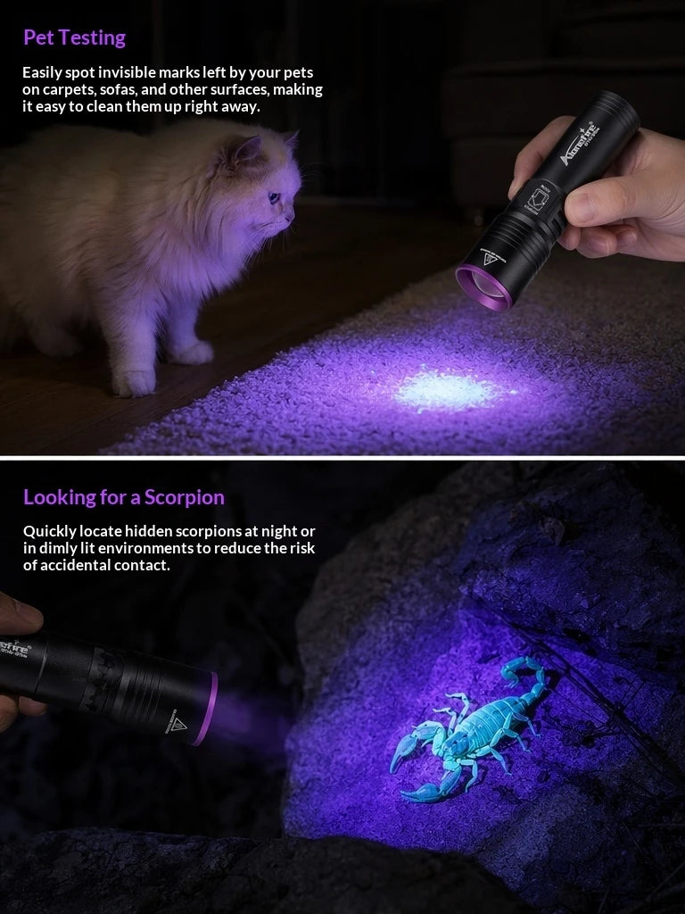 5W 395nm UV Rechargeable Mini Blacklight Flashlight