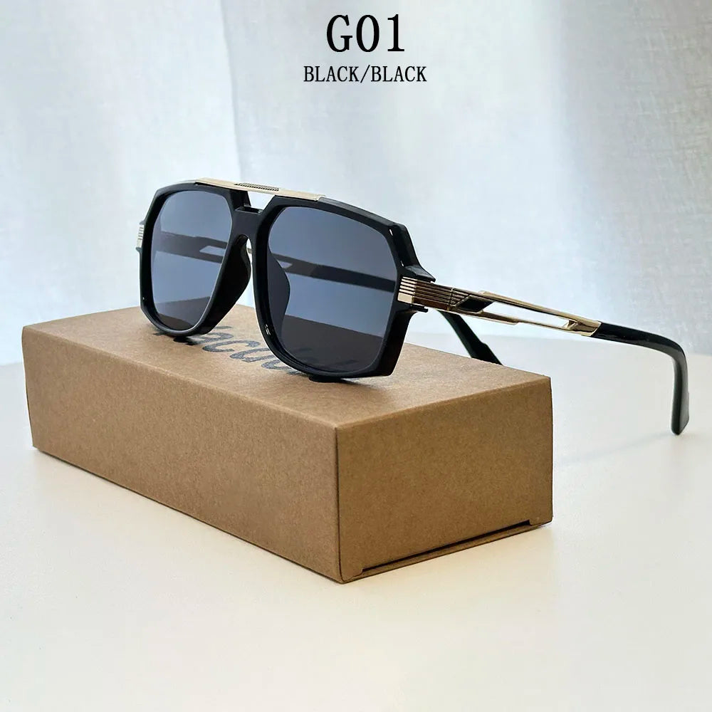 Vintage Square Alloy Frame Sunglasses With UV400 Protection