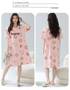 Women’s Cotton Nightgown – Korean Style Cute Print, Summer Short Sleeve Sleepwear Dress