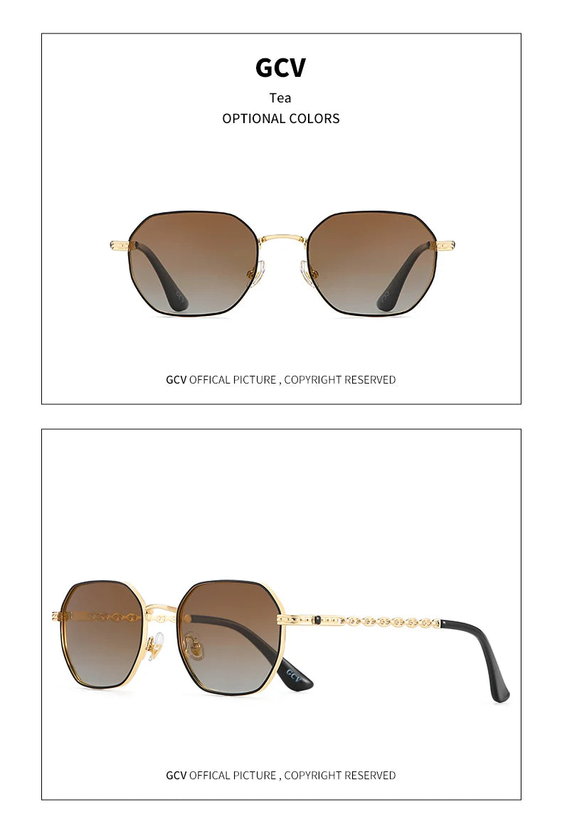 Retro Rectangle Women Polarized Sunglasses Metal Frame UV Protection Fashion Eyewear