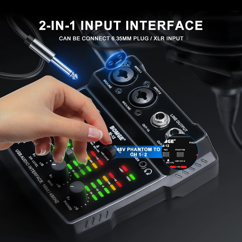 M12 2 Channel USB Audio Interface for Recording and Streaming